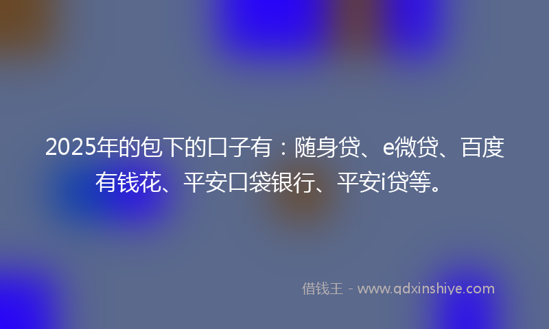 2025年的包下的口子有：随身贷、e微贷、百度有钱花、平安口袋银行、平安i贷等。