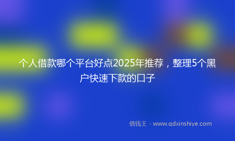 个人借款哪个平台好点2025年推荐，整理5个黑户快速下款的口子