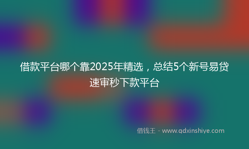 借款平台哪个靠2025年精选，总结5个新号易贷速审秒下款平台