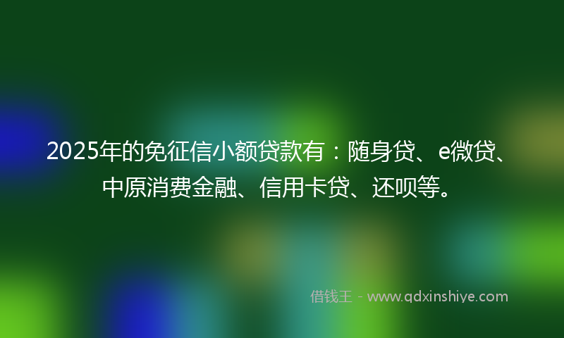 2025年的免征信小额贷款有：随身贷、e微贷、中原消费金融、信用卡贷、还呗等。
