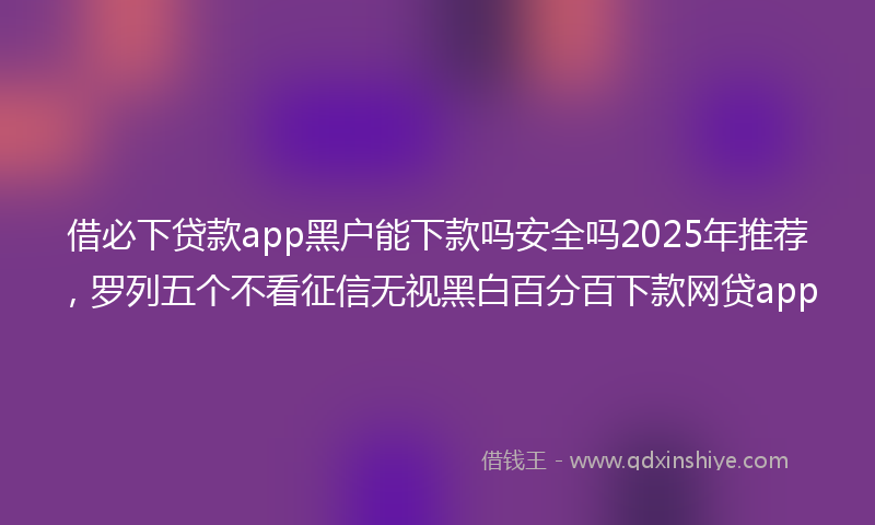 借必下贷款app黑户能下款吗安全吗2025年推荐，罗列五个不看征信无视黑白百分百下款网贷app