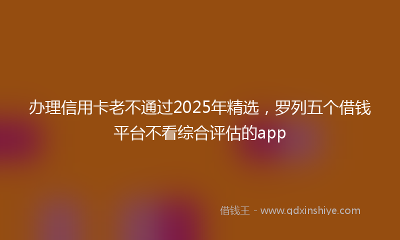 办理信用卡老不通过2025年精选，罗列五个借钱平台不看综合评估的app