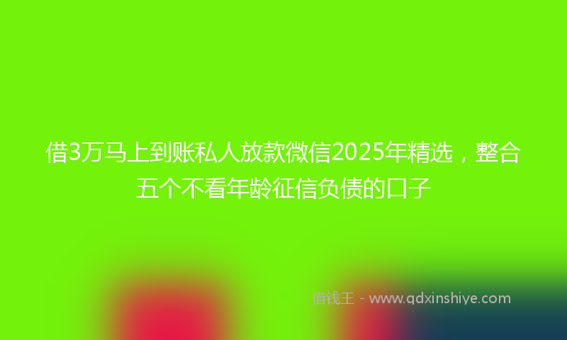 借3万马上到账私人放款微信2025年精选，整合五个不看年龄征信负债的口子