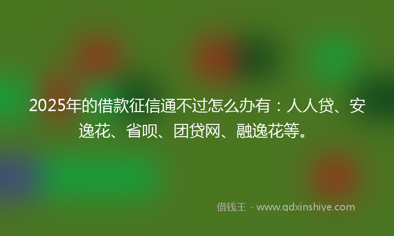 2025年的借款征信通不过怎么办有：人人贷、安逸花、省呗、团贷网、融逸花等。