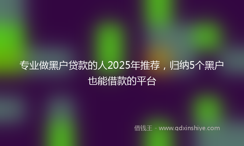 专业做黑户贷款的人2025年推荐，归纳5个黑户也能借款的平台