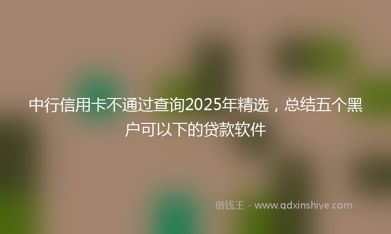 中行信用卡不通过查询2025年精选，总结五个黑户可以下的贷款软件