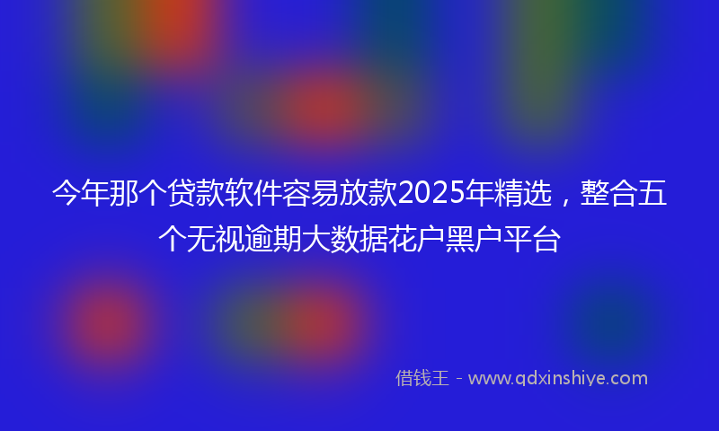 今年那个贷款软件容易放款2025年精选，整合五个无视逾期大数据花户黑户平台