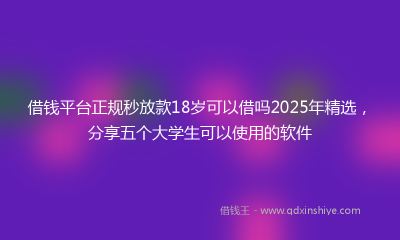 借钱平台正规秒放款18岁可以借吗2025年精选，分享五个大学生可以使用的软件