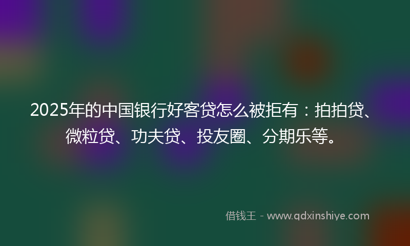 2025年的中国银行好客贷怎么被拒有：拍拍贷、微粒贷、功夫贷、投友圈、分期乐等。