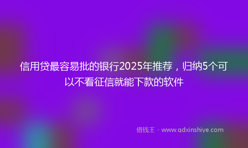 信用贷最容易批的银行2025年推荐，归纳5个可以不看征信就能下款的软件