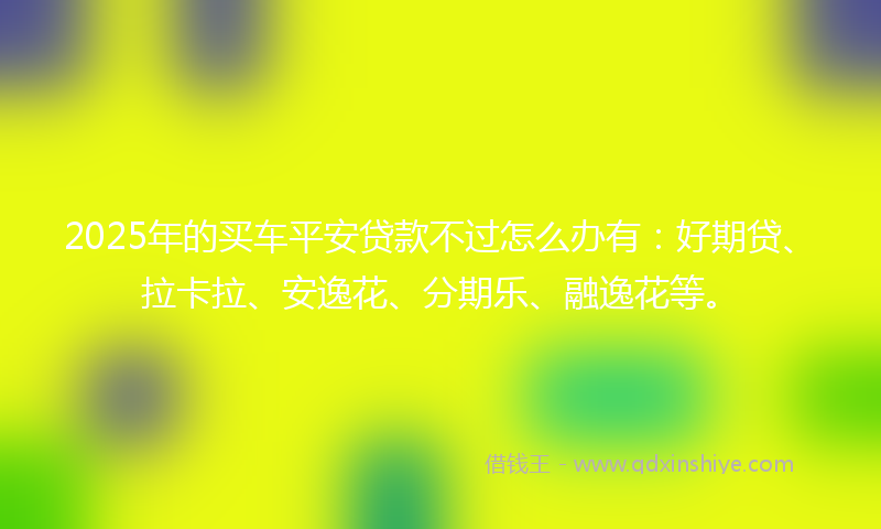 2025年的买车平安贷款不过怎么办有：好期贷、拉卡拉、安逸花、分期乐、融逸花等。
