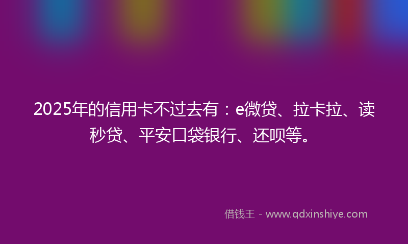 2025年的信用卡不过去有：e微贷、拉卡拉、读秒贷、平安口袋银行、还呗等。