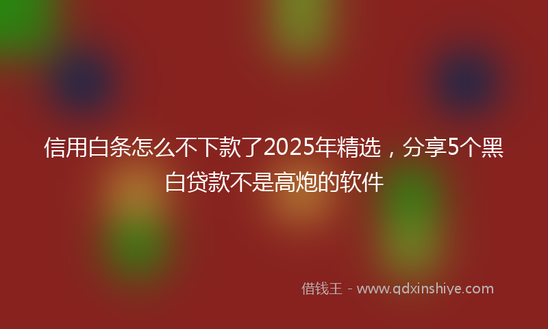 信用白条怎么不下款了2025年精选，分享5个黑白贷款不是高炮的软件