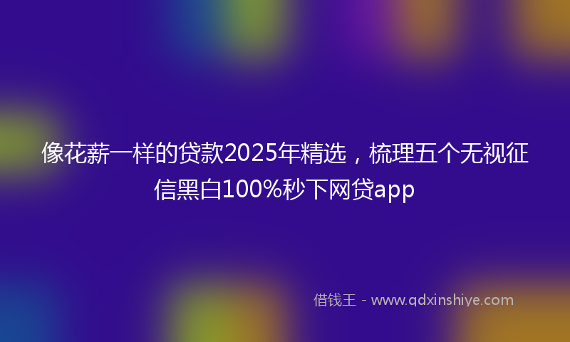 像花薪一样的贷款2025年精选，梳理五个无视征信黑白100%秒下网贷app
