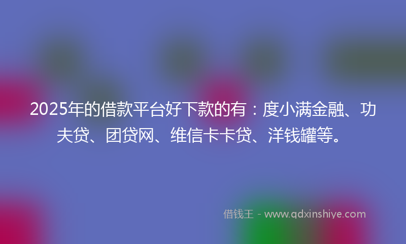 2025年的借款平台好下款的有：度小满金融、功夫贷、团贷网、维信卡卡贷、洋钱罐等。