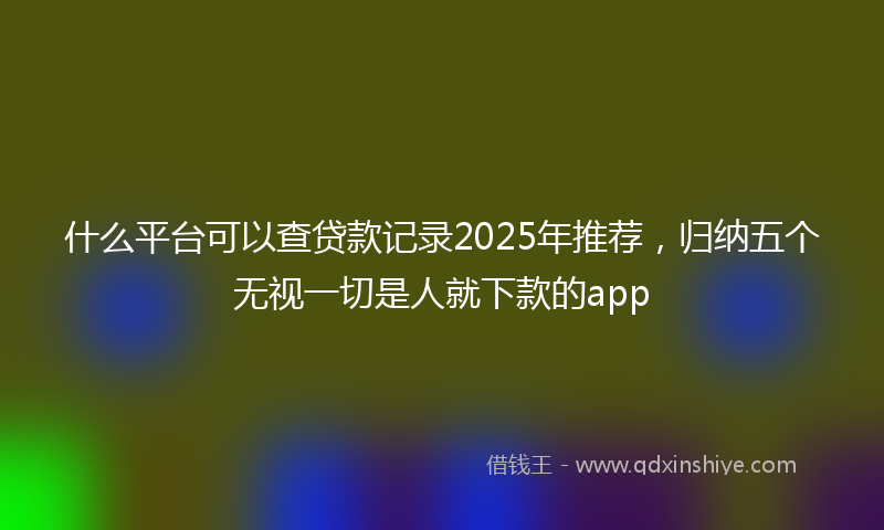 什么平台可以查贷款记录2025年推荐，归纳五个无视一切是人就下款的app