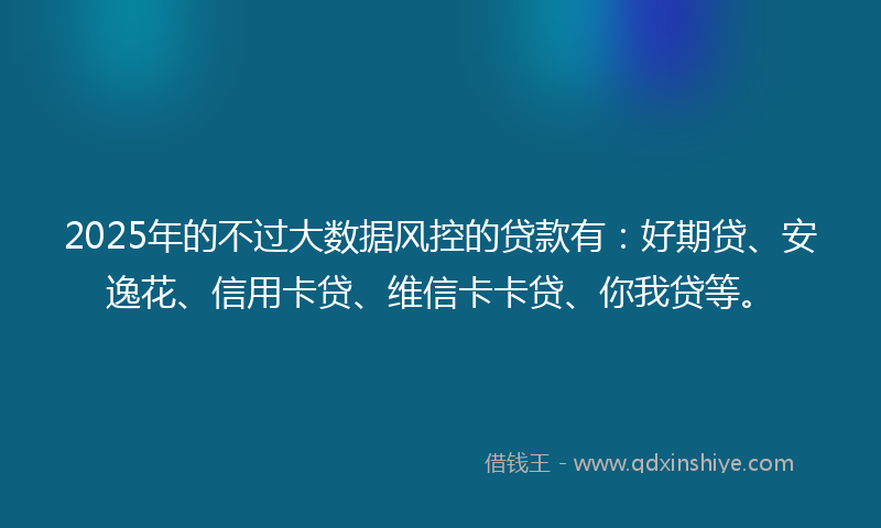 2025年的不过大数据风控的贷款有：好期贷、安逸花、信用卡贷、维信卡卡贷、你我贷等。