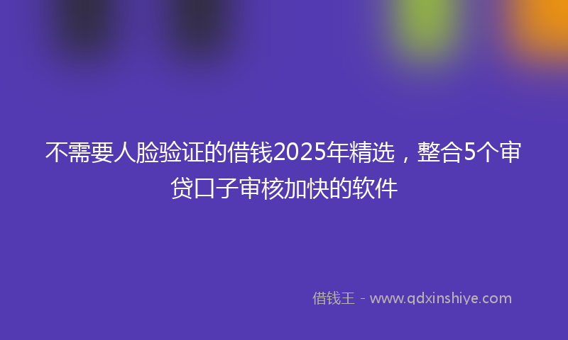 不需要人脸验证的借钱2025年精选，整合5个审贷口子审核加快的软件