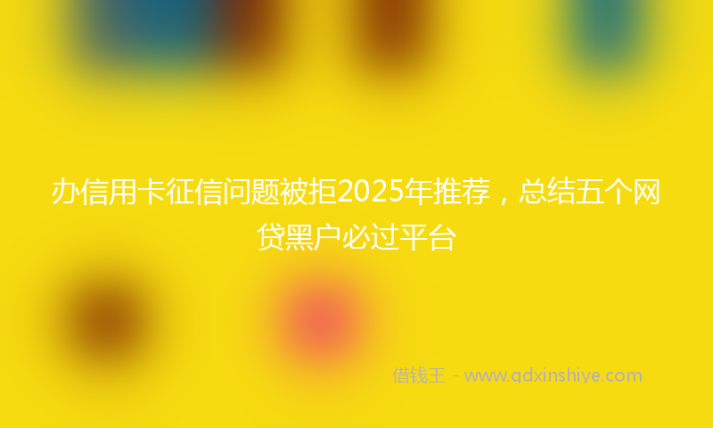 办信用卡征信问题被拒2025年推荐，总结五个网贷黑户必过平台