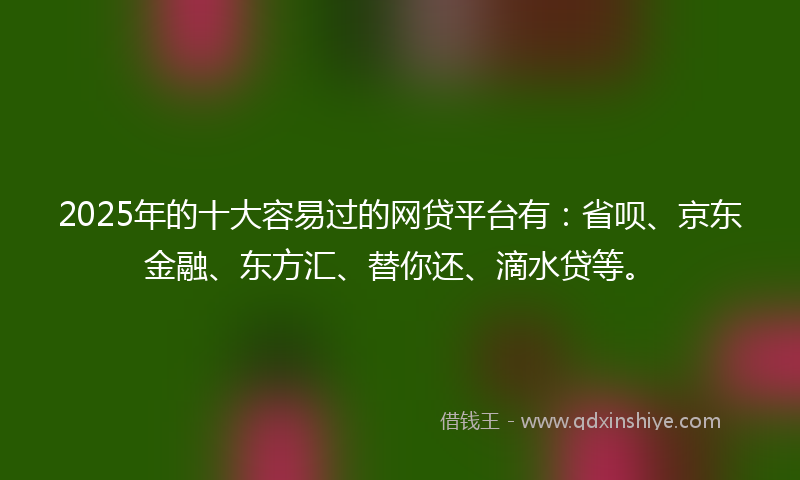 2025年的十大容易过的网贷平台有：省呗、京东金融、东方汇、替你还、滴水贷等。