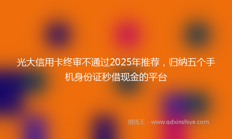 光大信用卡终审不通过2025年推荐，归纳五个手机身份证秒借现金的平台