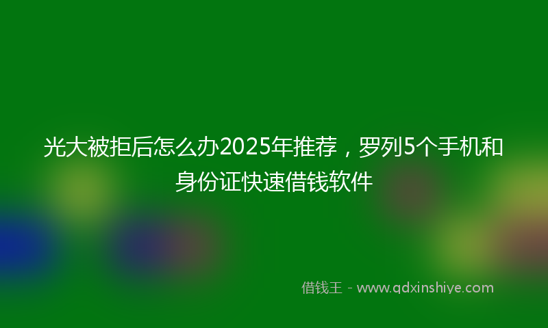 光大被拒后怎么办2025年推荐，罗列5个手机和身份证快速借钱软件