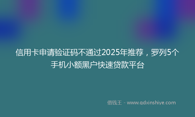 信用卡申请验证码不通过2025年推荐，罗列5个手机小额黑户快速贷款平台