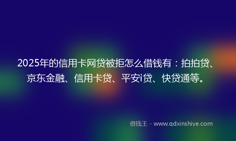 2025年的信用卡网贷被拒怎么借钱有：拍拍贷、京东金融、信用卡贷、平安i贷、快贷通等。