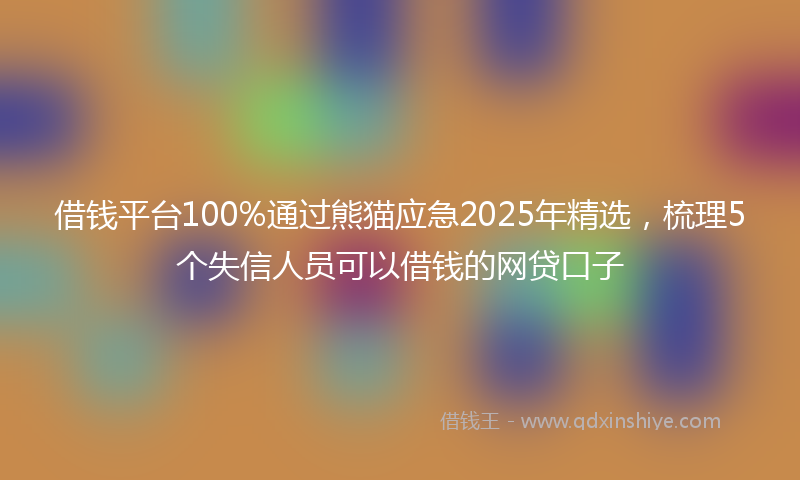 借钱平台100%通过熊猫应急2025年精选，梳理5个失信人员可以借钱的网贷口子