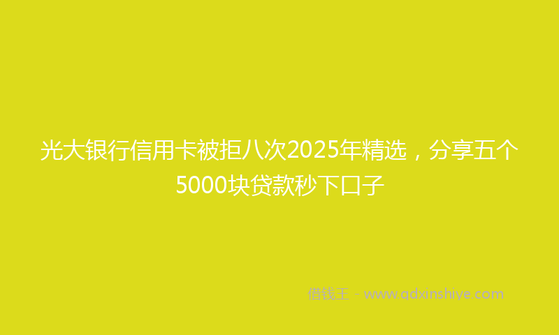 光大银行信用卡被拒八次2025年精选，分享五个5000块贷款秒下口子
