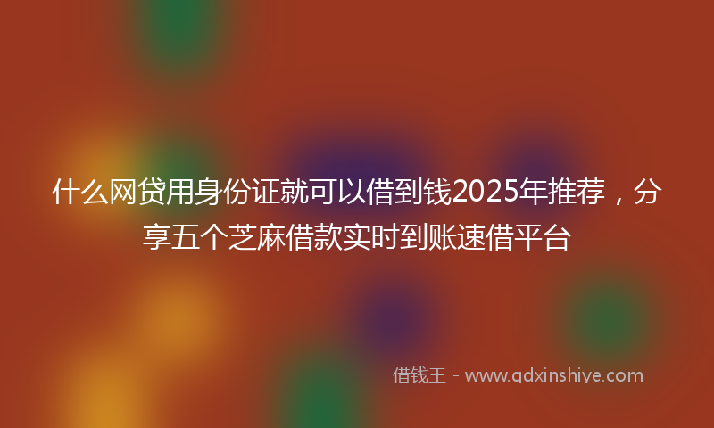 什么网贷用身份证就可以借到钱2025年推荐，分享五个芝麻借款实时到账速借平台