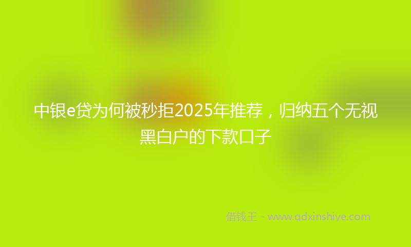 中银e贷为何被秒拒2025年推荐，归纳五个无视黑白户的下款口子