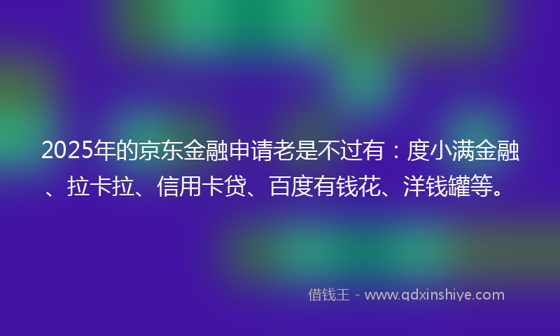 2025年的京东金融申请老是不过有：度小满金融、拉卡拉、信用卡贷、百度有钱花、洋钱罐等。