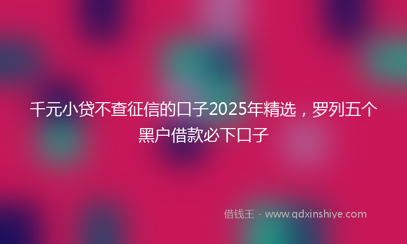 千元小贷不查征信的口子2025年精选，罗列五个黑户借款必下口子