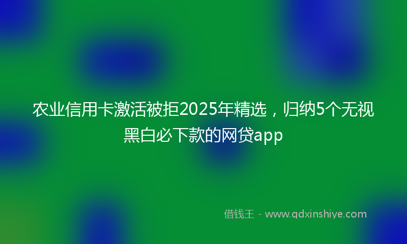 农业信用卡激活被拒2025年精选，归纳5个无视黑白必下款的网贷app