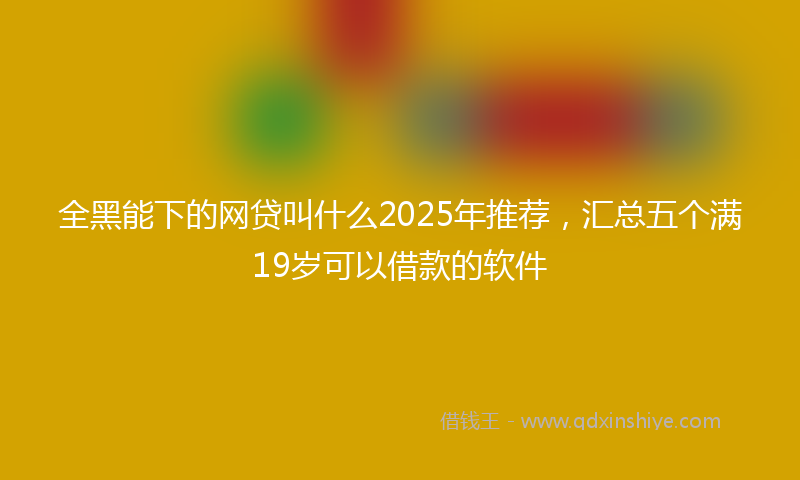 全黑能下的网贷叫什么2025年推荐，汇总五个满19岁可以借款的软件