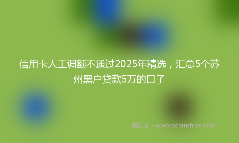 信用卡人工调额不通过2025年精选，汇总5个苏州黑户贷款5万的口子