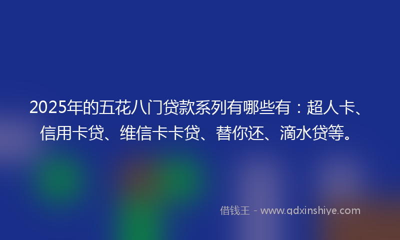 2025年的五花八门贷款系列有哪些有：超人卡、信用卡贷、维信卡卡贷、替你还、滴水贷等。