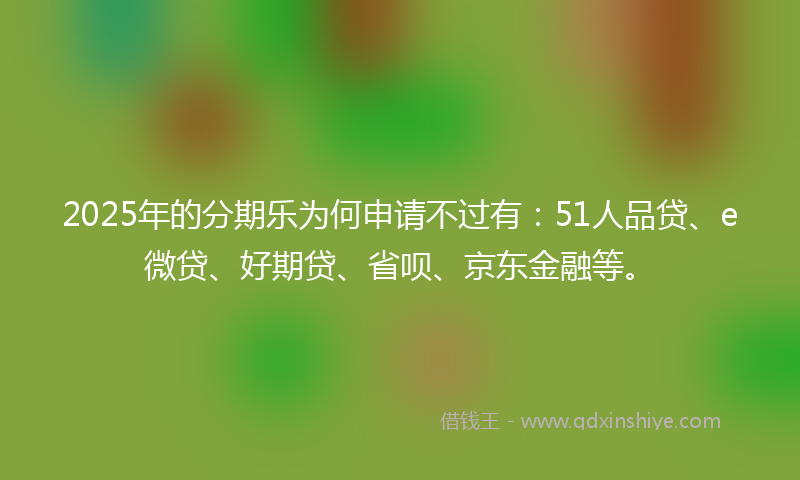 2025年的分期乐为何申请不过有：51人品贷、e微贷、好期贷、省呗、京东金融等。