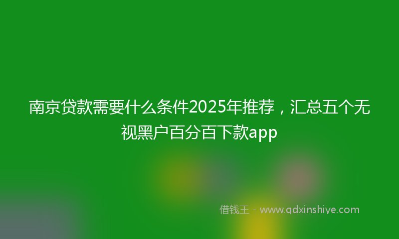 南京贷款需要什么条件2025年推荐，汇总五个无视黑户百分百下款app