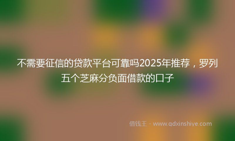 不需要征信的贷款平台可靠吗2025年推荐，罗列五个芝麻分负面借款的口子