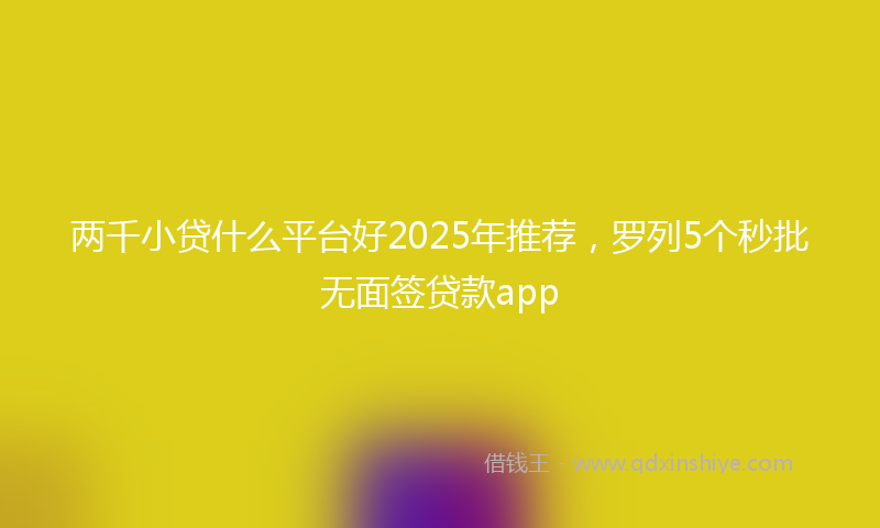 两千小贷什么平台好2025年推荐，罗列5个秒批无面签贷款app