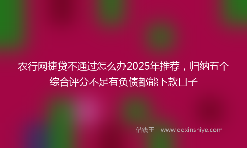 农行网捷贷不通过怎么办2025年推荐，归纳五个综合评分不足有负债都能下款口子