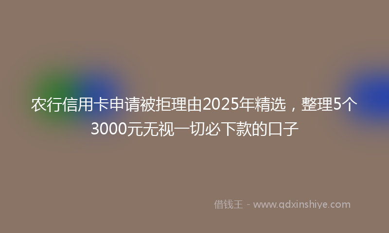 农行信用卡申请被拒理由2025年精选，整理5个3000元无视一切必下款的口子