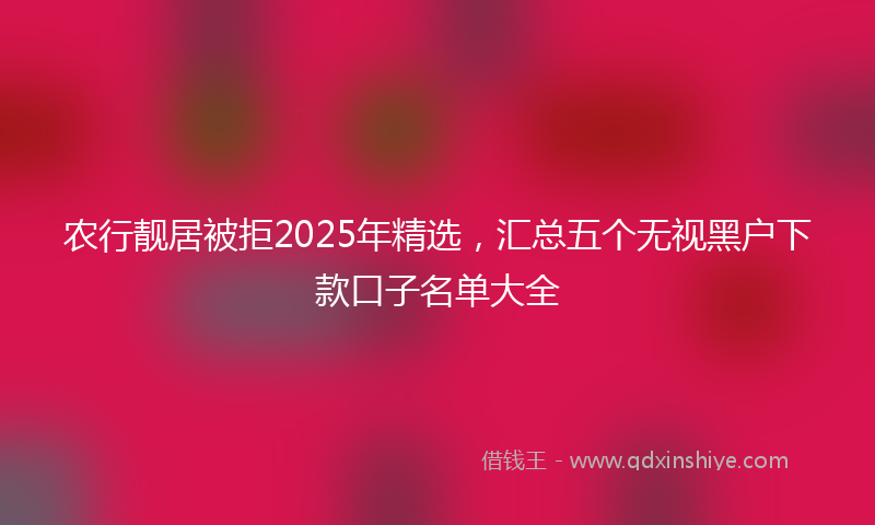 农行靓居被拒2025年精选，汇总五个无视黑户下款口子名单大全