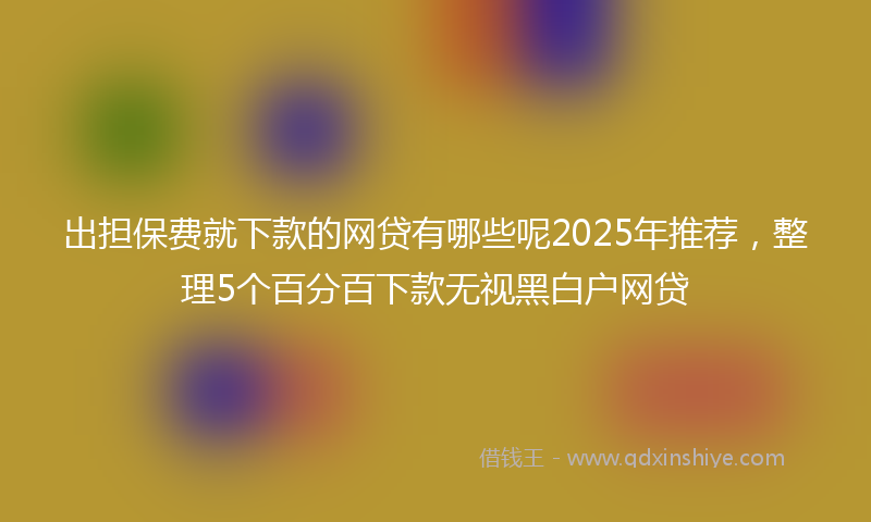 出担保费就下款的网贷有哪些呢2025年推荐，整理5个百分百下款无视黑白户网贷