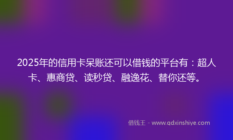 2025年的信用卡呆账还可以借钱的平台有：超人卡、惠商贷、读秒贷、融逸花、替你还等。