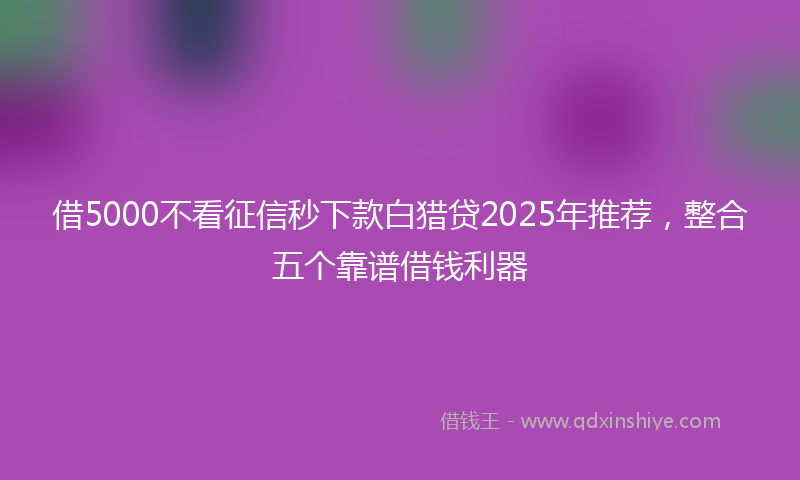 借5000不看征信秒下款白猎贷2025年推荐，整合五个靠谱借钱利器