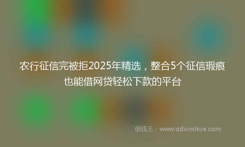 农行征信完被拒2025年精选，整合5个征信瑕疵也能借网贷轻松下款的平台