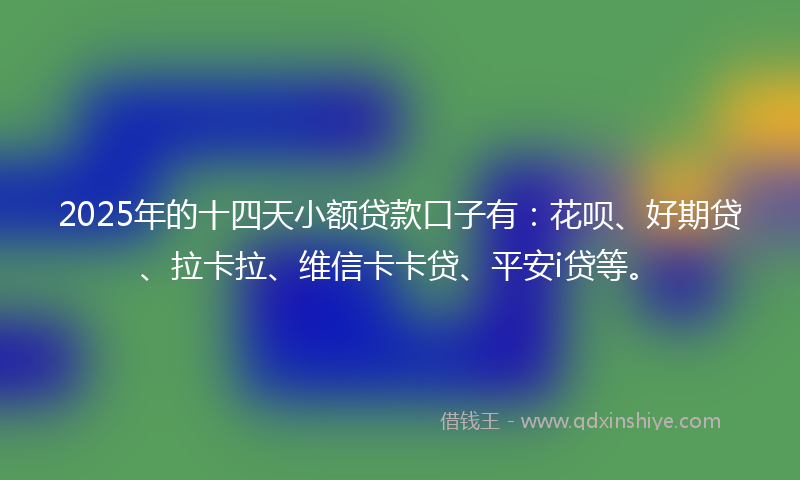 2025年的十四天小额贷款口子有：花呗、好期贷、拉卡拉、维信卡卡贷、平安i贷等。